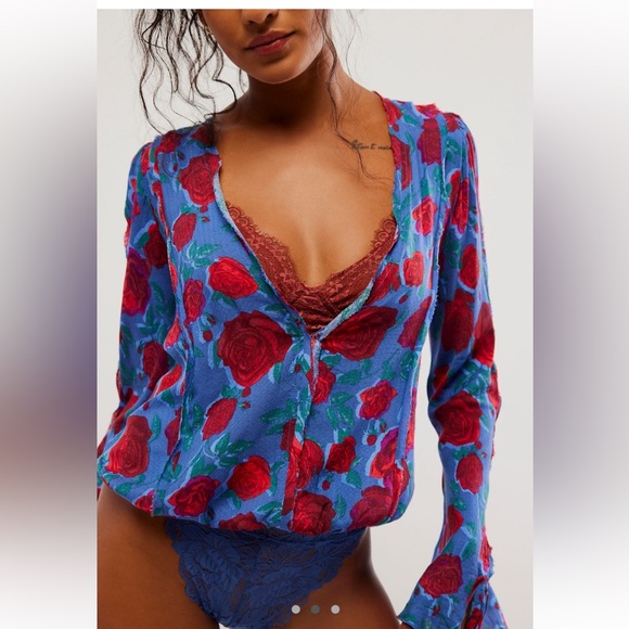 Free people everything’s rosy bodysuit - Picture 1 of 8